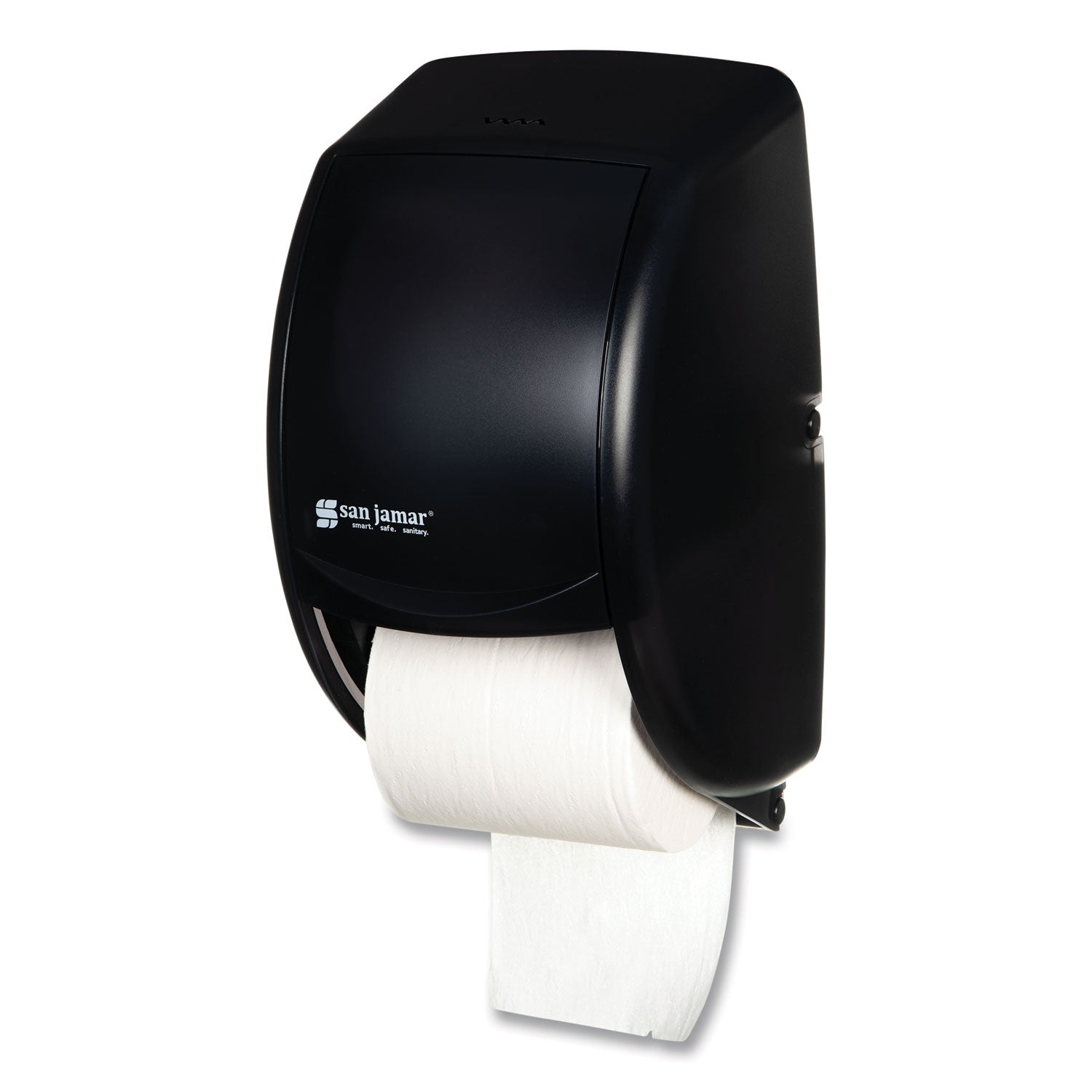 San Jamar Duett Standard Bath Tissue Dispenser, 2 Roll, 7.5 x 7 x 12.75, Black Pearl (R3500TBK)