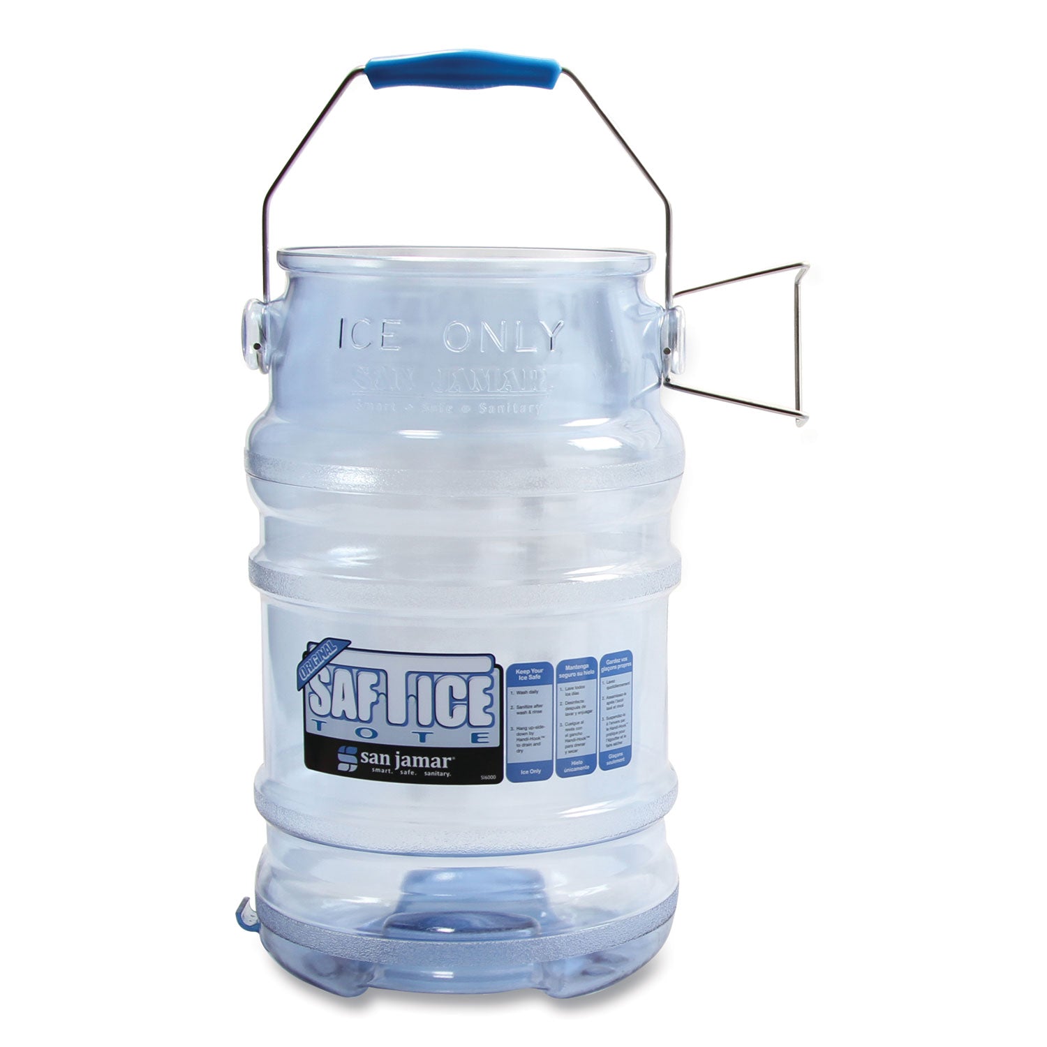 San Jamar Saf-T-Ice Tote, 6 gal, Transparent Blue (SI6000)