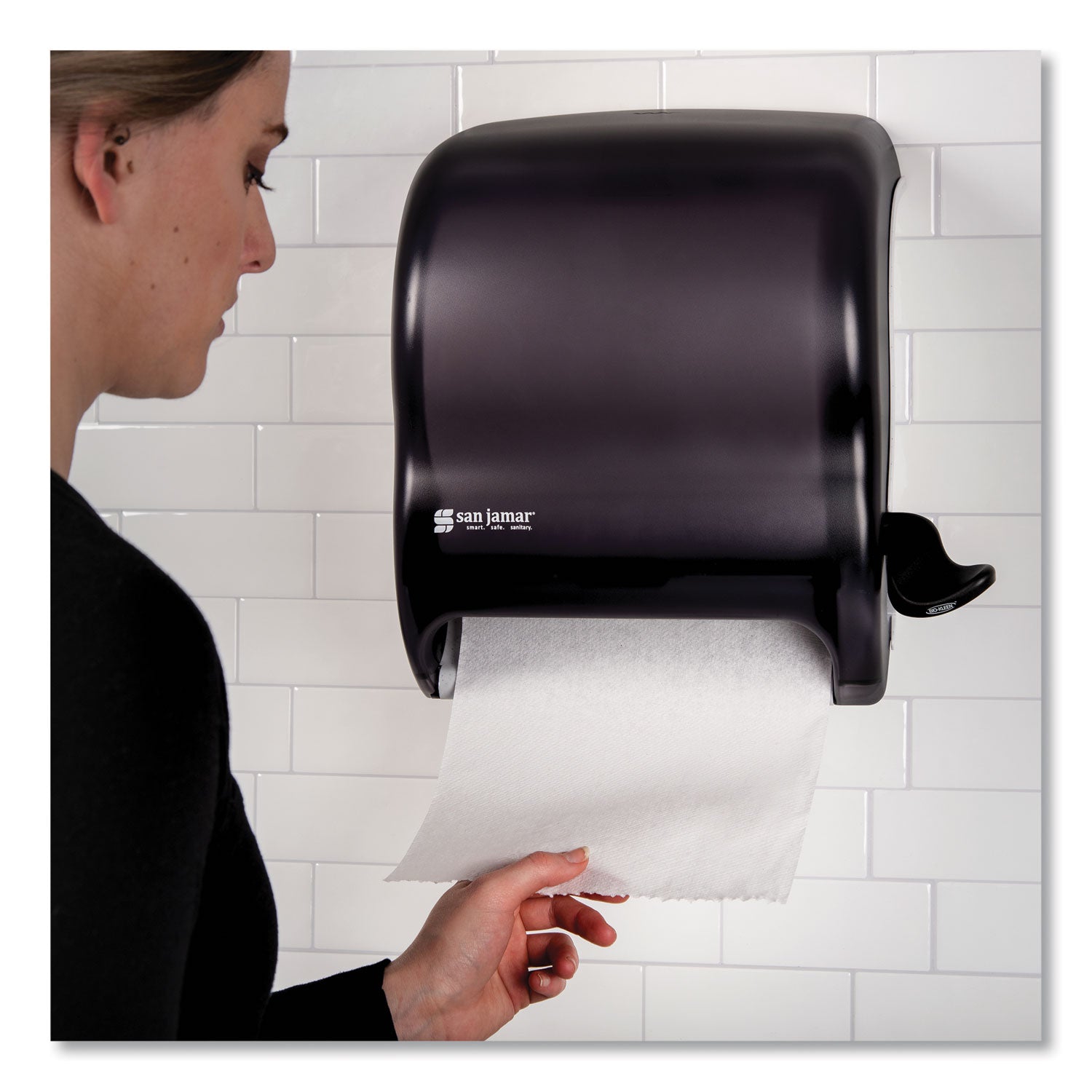 San Jamar Element Lever Roll Towel Dispenser, Classic, 12.5 x 8.5 x 12.75, Black Pearl (T950TBK)