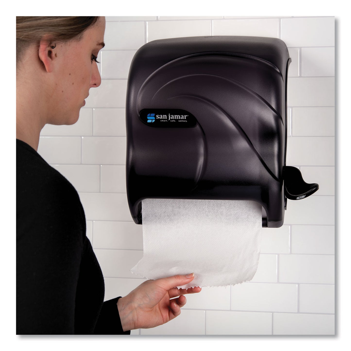 San Jamar Element Lever Roll Towel Dispenser, Oceans, 12.5 x 8.5 x 12.75, Black Pearl (T990TBK)