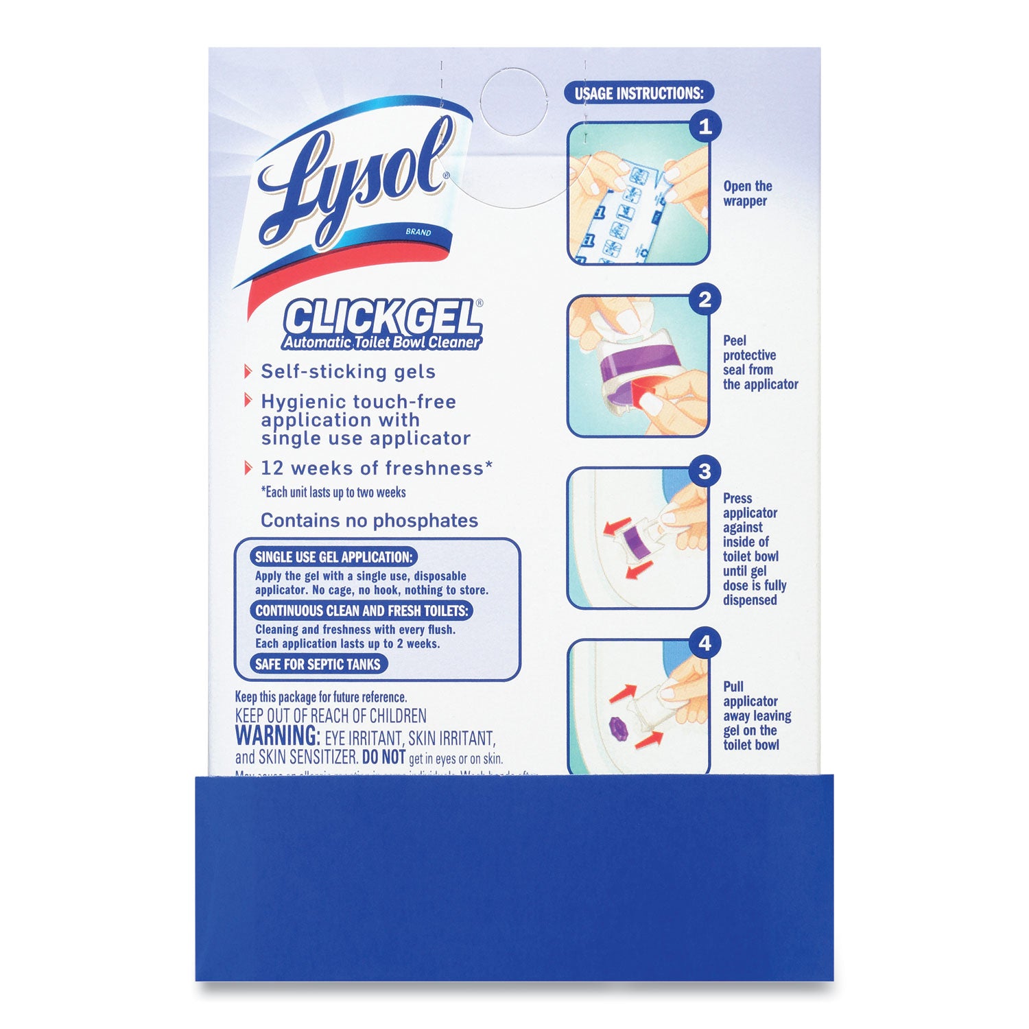 LYSOL Brand Click Gel Automatic Toilet Bowl Cleaner, Lavender Fields, 6/Box, 4 Boxes/Carton (89060CT)