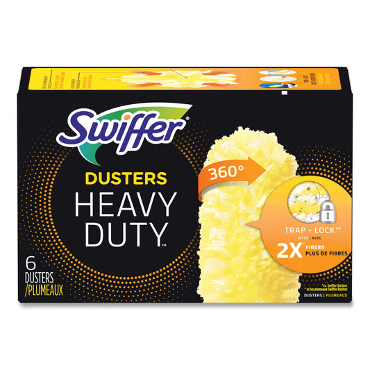 Swiffer Heavy Duty Dusters Refill, Dust Lock Fiber, Yellow, 6/Box, 4 Boxes/Carton (21620CT)