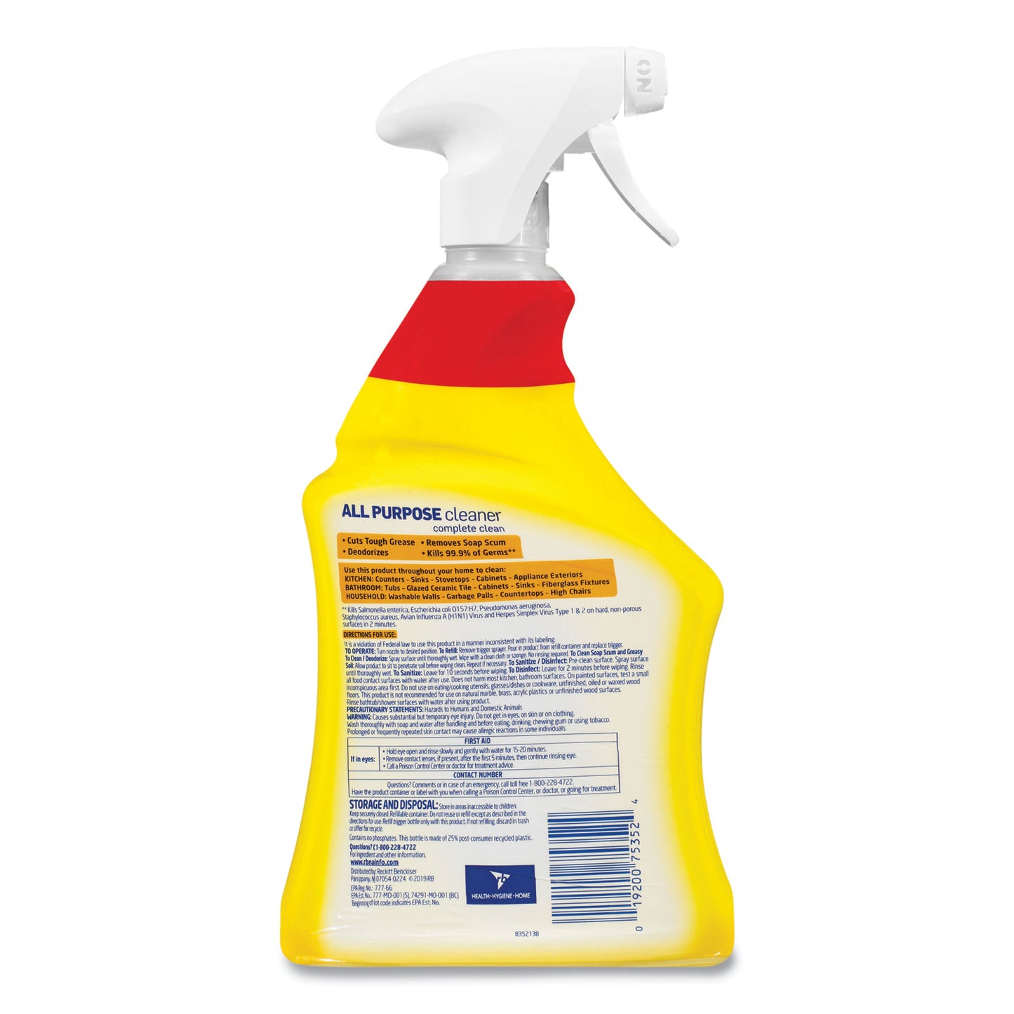 LYSOL Brand Ready-to-Use All-Purpose Cleaner, Lemon Breeze, 32 oz Spray Bottle (75352EA) - 3 Pack