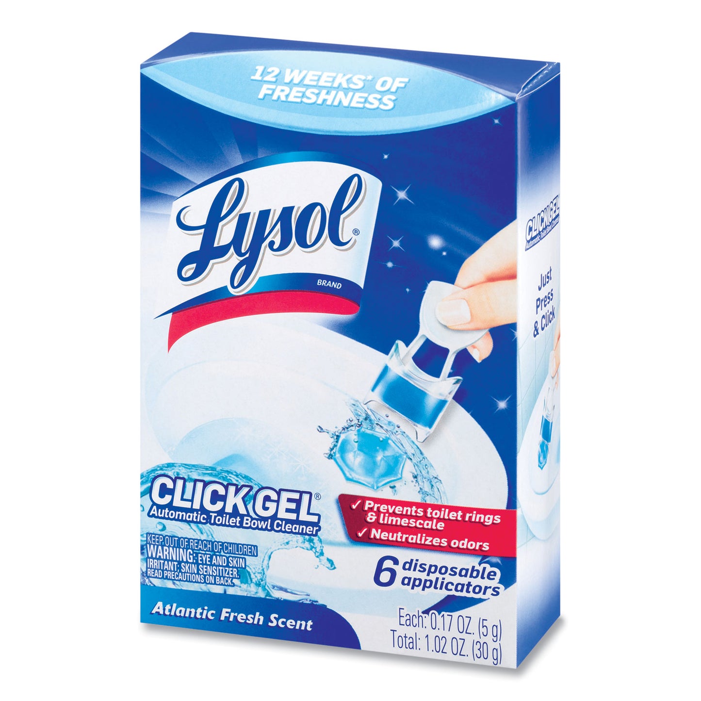 LYSOL Brand Click Gel Automatic Toilet Bowl Cleaner, Ocean Fresh, 6/Box, 4 Boxes/Carton (89059CT)