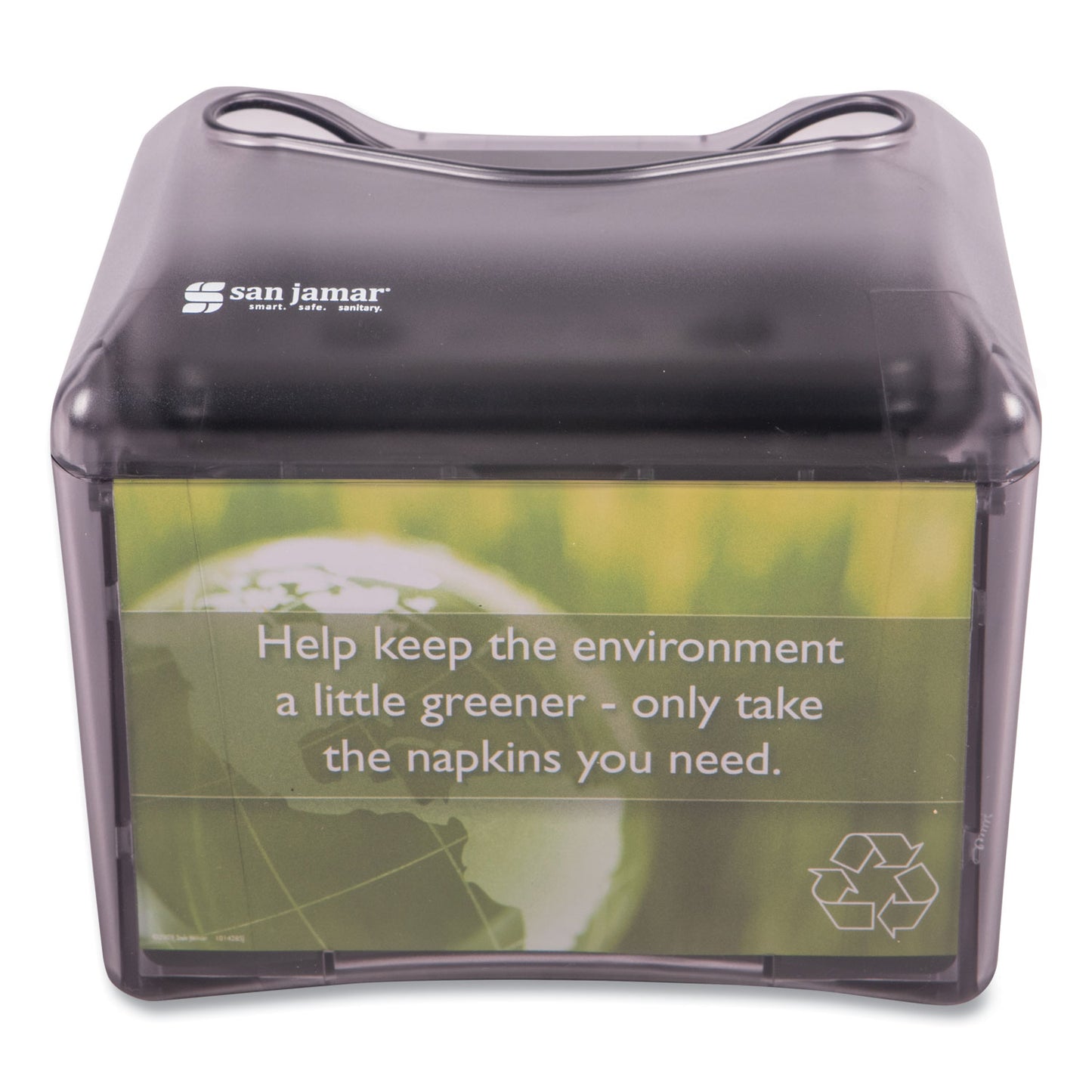 San Jamar Venue Napkin Dispenser with Advertising Inset, 6.5 x 6.13 x 6.9, Capacity: 200, Black (H4005TBK)