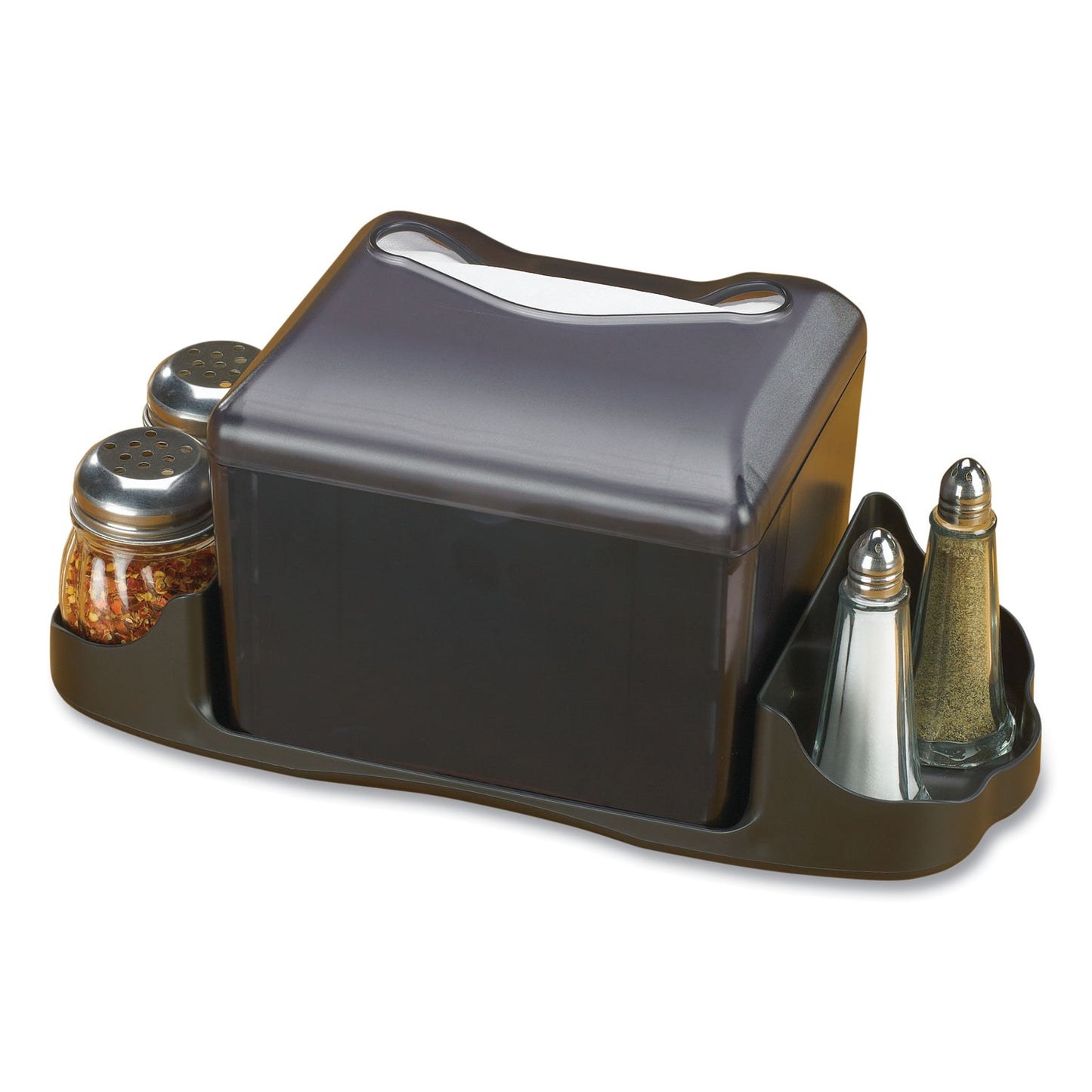 San Jamar Venue Napkin Dispenser with Advertising Inset, 6.5 x 6.13 x 6.9, Capacity: 200, Black (H4005TBK)