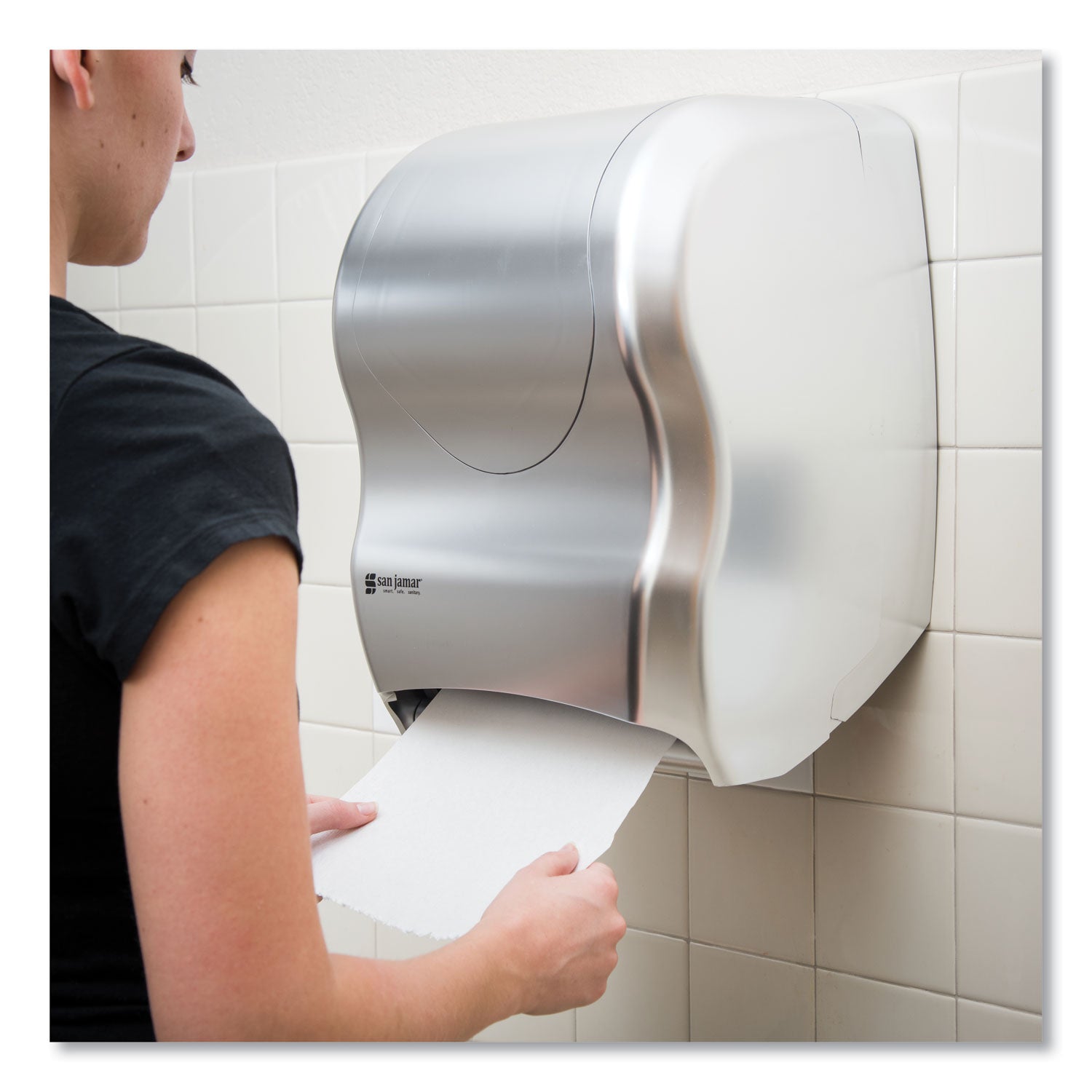 San Jamar Tear-N-Dry Touchless Roll Towel Dispenser, 16.75 x 10 x 12.5, Silver (T1370SS)