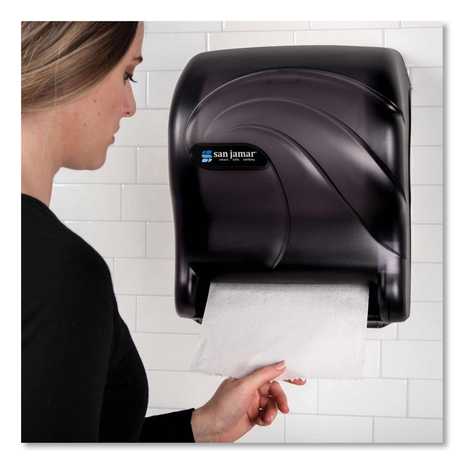 San Jamar Tear-N-Dry Essence Touchless Towel Dispenser, 11.75 x 9.13 x 14.44, Black Pearl (T8090TBK)