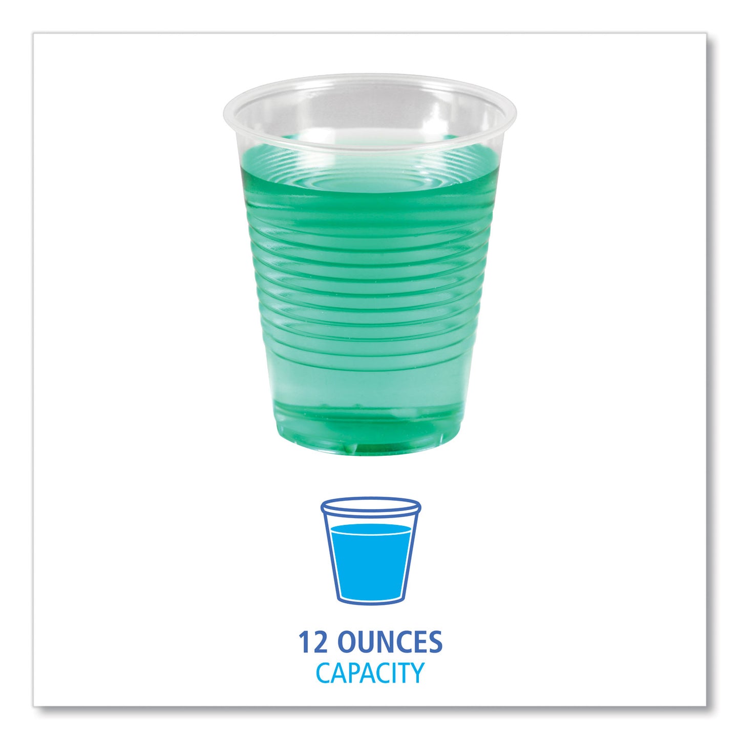 Boardwalk Translucent Plastic Cold Cups, 12 oz, Polypropylene, 50 Cups/Sleeve, 20 Sleeves/Carton (TRANSCUP12CT)