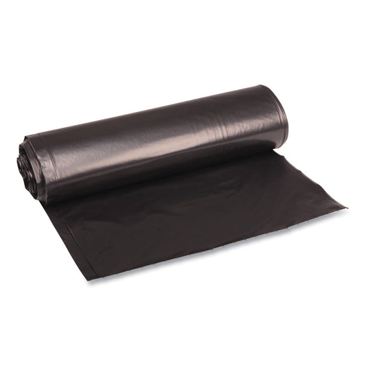 Boardwalk Recycled Low-Density Polyethylene Can Liners, 33 gal, 1.2 mil, 33" x 39", Black, Perforated, 10 Bags/Roll, 10 Rolls/Carton (516)