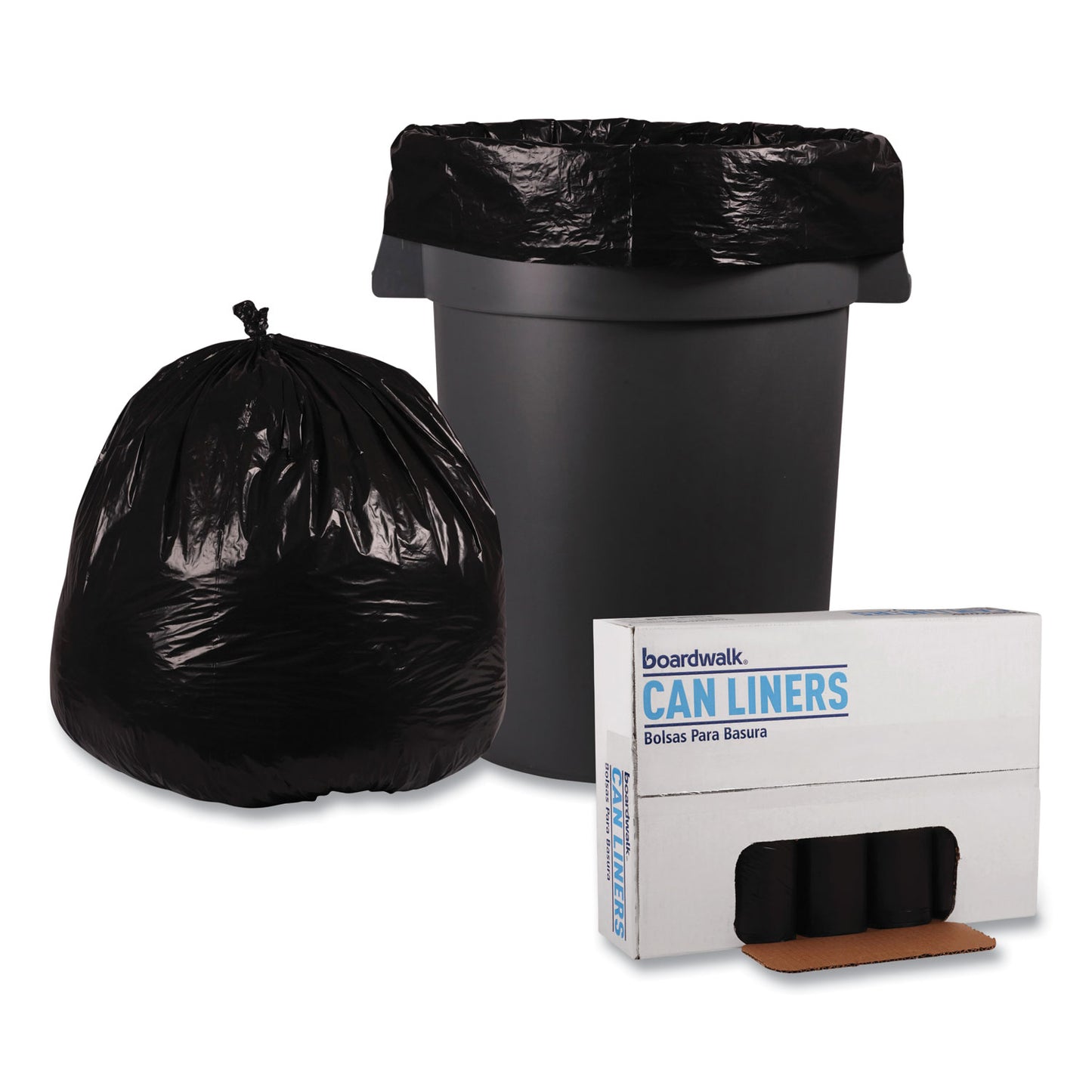 Boardwalk Recycled Low-Density Polyethylene Can Liners, 45 gal, 1.2 mil, 40" x 46", Black, Perforated, 10 Bags/Roll, 10 Rolls/Carton (517)