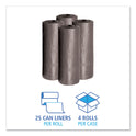 Boardwalk Low-Density Waste Can Liners, 30 gal, 0.95 mil, 30" x 36", Gray, Perforated Roll, 25 Bags/Roll, 4 Rolls/Carton (3036SH)