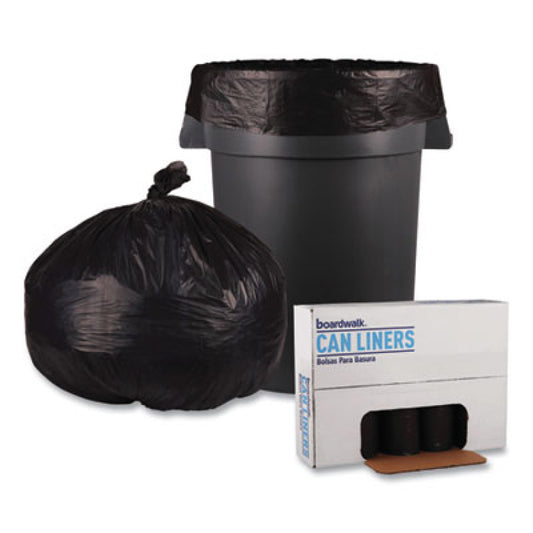 Low-Density Waste Can Liners, 45 gal, 0.6 mil, 40" x 46", Black, Perforated Roll, 25 Bags/Roll, 4 Rolls/Carton