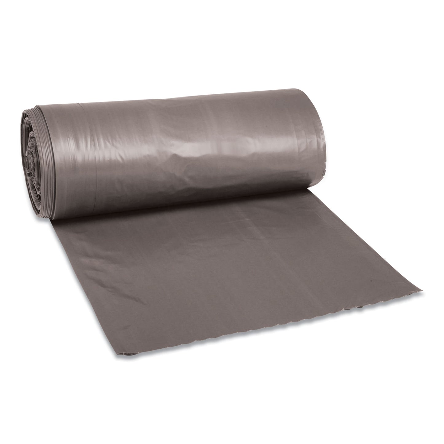 Boardwalk Low-Density Waste Can Liners, 33 gal, 1.1 mil, 33" x 39", Gray, Perforated Roll, 25 Bags/Roll, 4 Rolls/Carton (3339SEH)