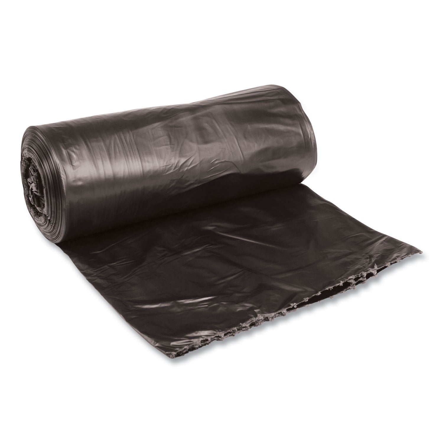 Boardwalk Low-Density Waste Can Liners, 33 gal, 0.5 mil, 33" x 39", Black, Perforated Roll, 25 Bags/Roll, 8 Rolls/Carton (3339H)