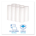 Boardwalk Low-Density Waste Can Liners, 30 gal, 0.6 mil, 30" x 36", White, Perforated Roll, 25 Bags/Roll, 8 Rolls/Carton (3036EXH)