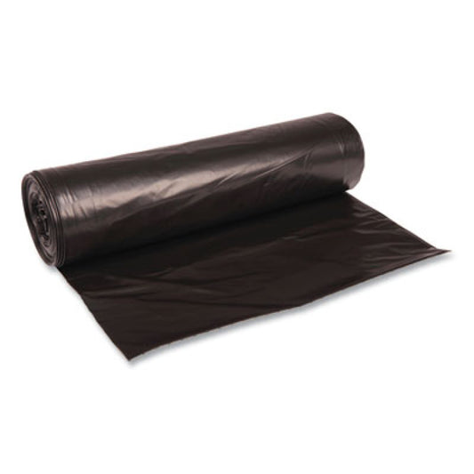 Low-Density Waste Can Liners, 45 gal, 0.6 mil, 40" x 46", Black, Perforated Roll, 25 Bags/Roll, 4 Rolls/Carton