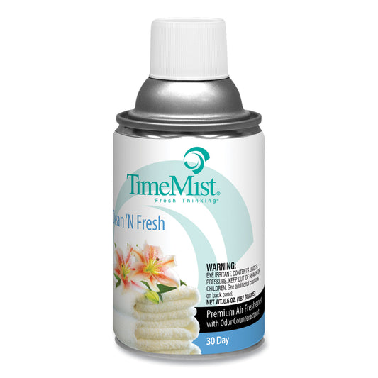 TimeMist Premium Metered Air Freshener Refill, Clean N Fresh, 7.1 oz Aerosol Spray, 12/Carton (1042771)