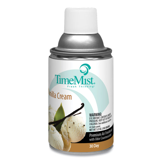 TimeMist Premium Metered Air Freshener Refill, Vanilla Cream, 5.3 oz Aerosol Spray, 12/Carton (1042737)