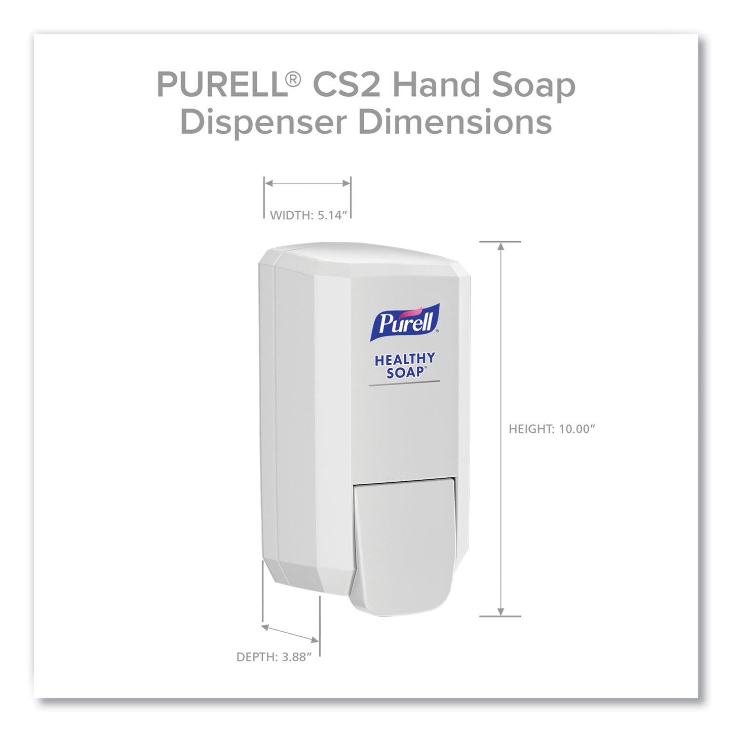 PURELL CS2 Hand Sanitizer Dispenser, 1,000 mL, 5.14 x 3.83 x 10, White, 6/Carton (412106CT)