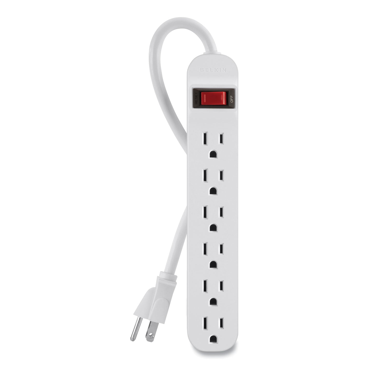 Belkin Power Strip, 6 Outlets, 3 ft Cord, White (F9P60903DP)