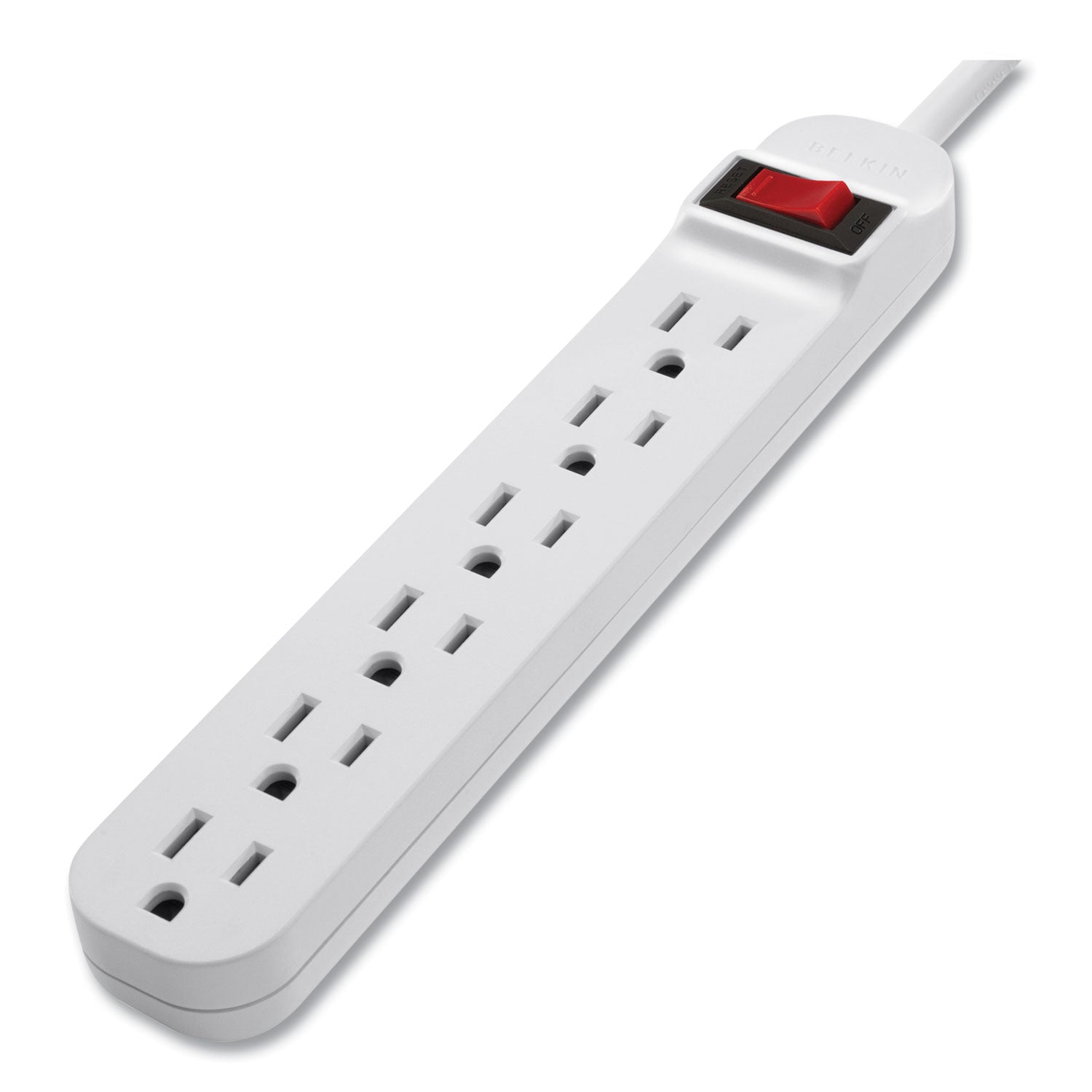 Belkin Power Strip, 6 Outlets, 3 ft Cord, White (F9P60903DP)