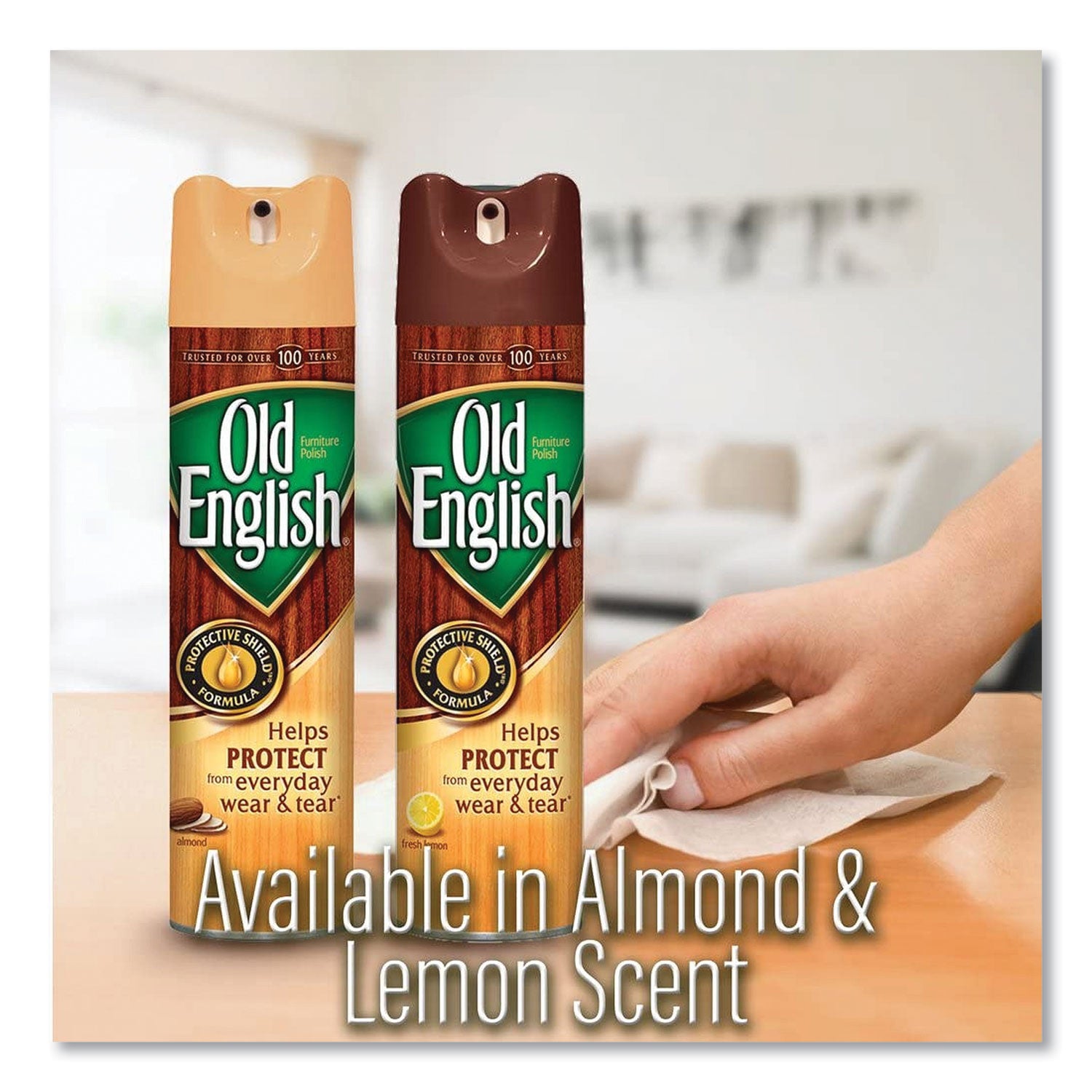 OLD ENGLISH Furniture Polish, Fresh Lemon Scent, 12.5 oz Aerosol Spray, 12/Carton (74035CT)