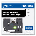 Brother TZe Standard Adhesive Laminated Labeling Tape, 0.7" x 26.2 ft, White on Black (TZE345)