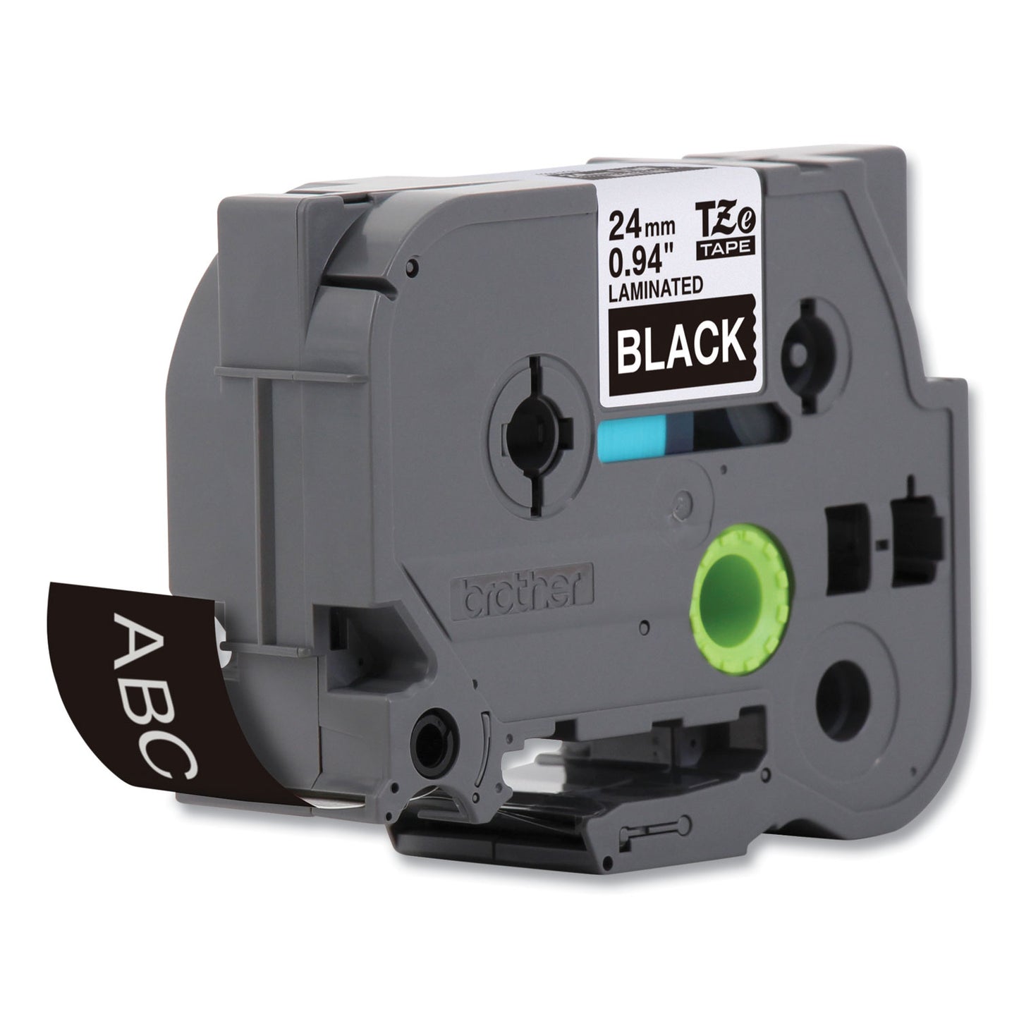 Brother TZe Standard Adhesive Laminated Labeling Tape, 0.94" x 26.2 ft, White on Black (TZE355)