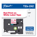 Brother TZe Standard Adhesive Laminated Labeling Tape, 0.7" x 26.2 ft, Red on White (TZE242)