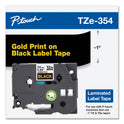 Brother TZe Standard Adhesive Laminated Labeling Tape, 0.94" x 26.2 ft, Gold on Black (TZE354)