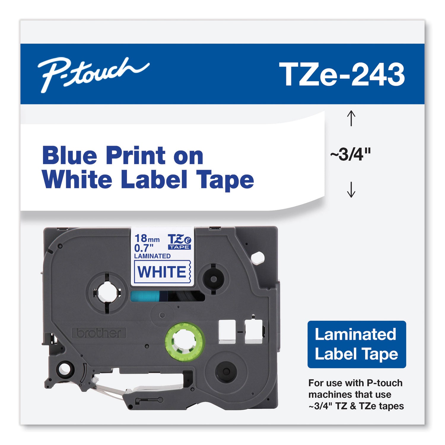 Brother TZe Standard Adhesive Laminated Labeling Tape, 0.7 - 4 Pack