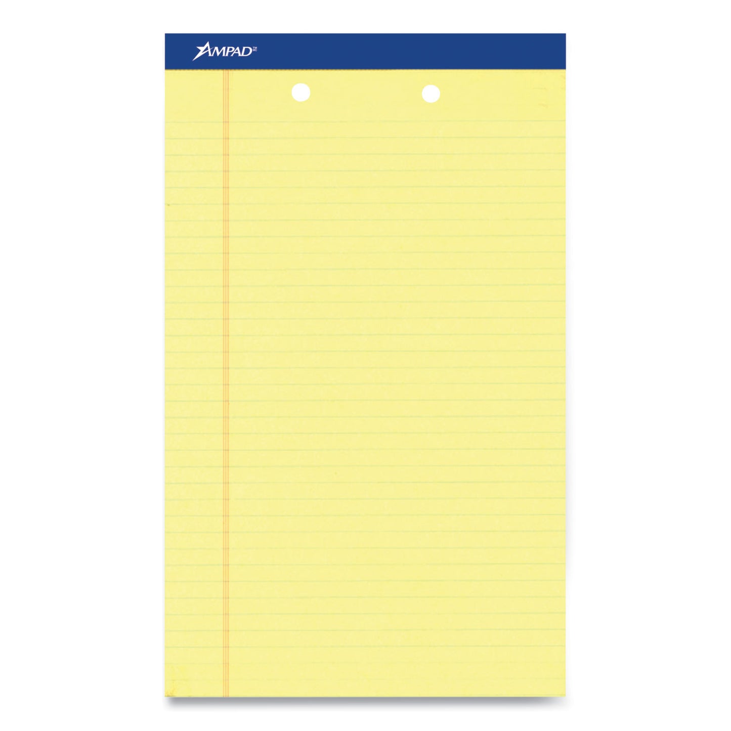 Ampad Perforated Writing Pads, Wide/Legal Rule, 50 Canary-Yellow 8.5 x 14 Sheets, Dozen (20233)