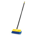 Rubbermaid Commercial Bi-Level Deck Scrub Brush, Blue Polypropylene Bristles, 10" Brush, 10" Plastic Block, Threaded Hole (6337BLU)