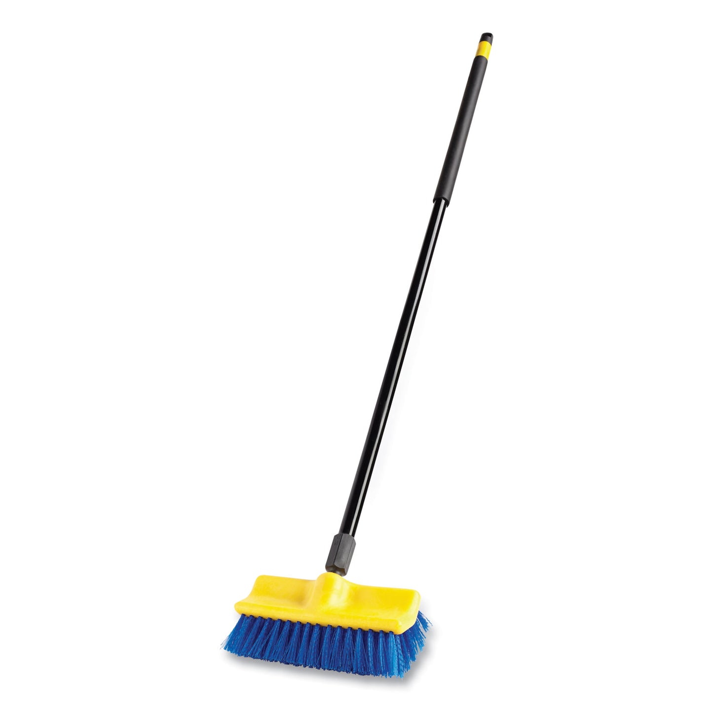 Rubbermaid Commercial Bi-Level Deck Scrub Brush, Blue Polypropylene Bristles, 10" Brush, 10" Plastic Block, Threaded Hole (6337BLU)