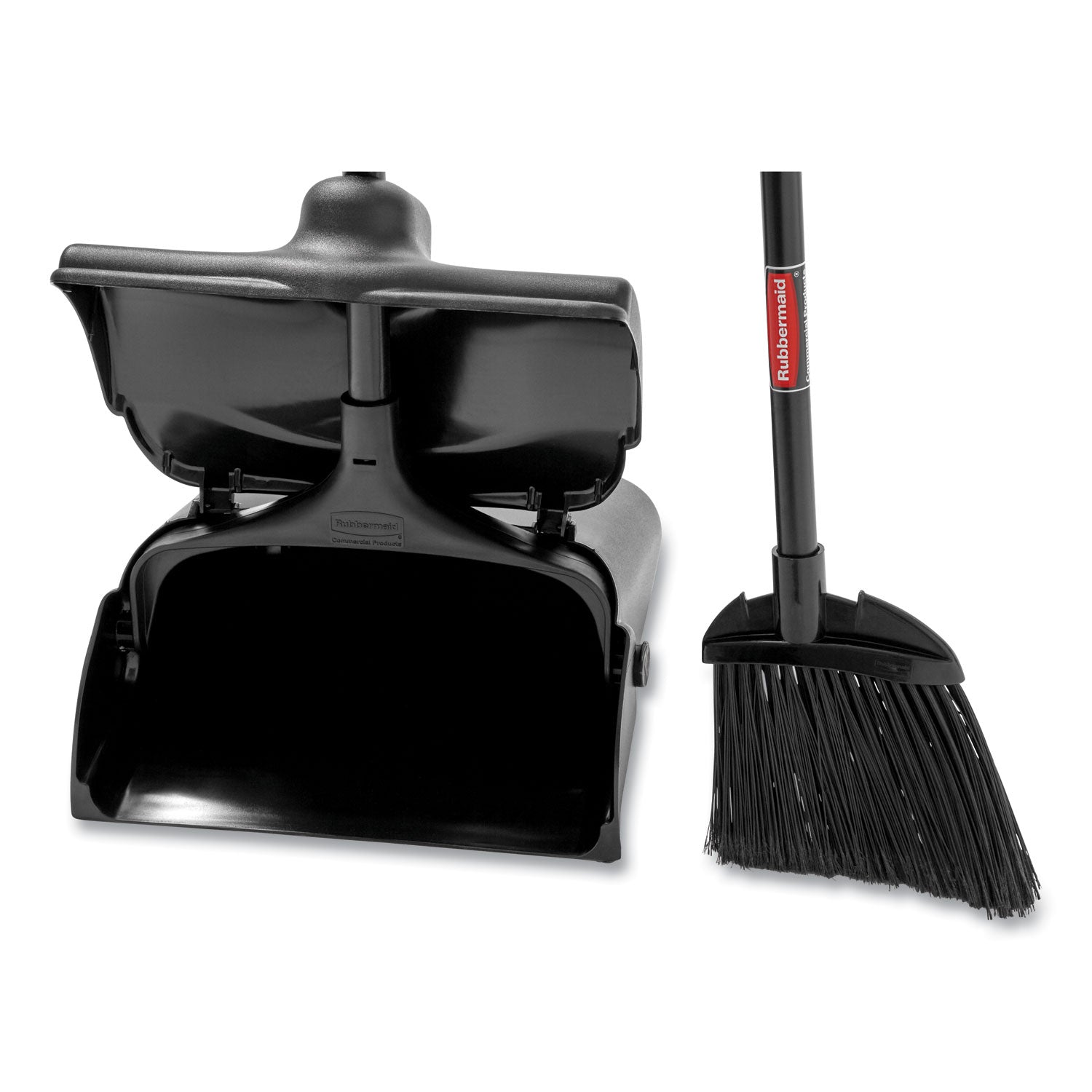 Rubbermaid Commercial Lobby Pro Upright Dustpan, with Cover, 12.5w x 37h, Plastic Pan/Metal Handle, Black (253200BLA)