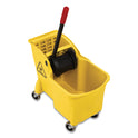 Rubbermaid Commercial Tandem 31-Quart Bucket/Wringer Combo, Reverse, Yellow (738000YEL)