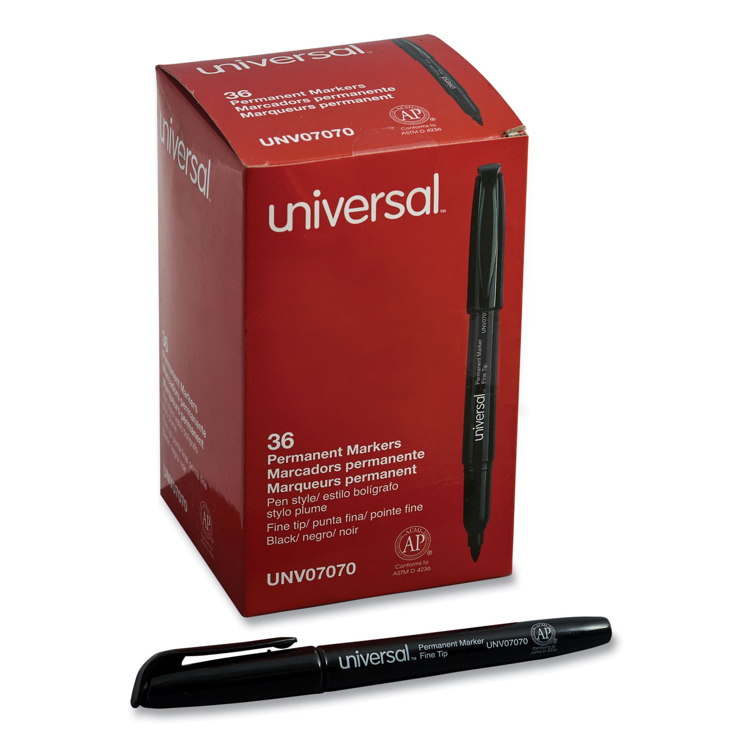 Universal Pen-Style Permanent Marker Value Pack, Fine Bullet Tip, Black, 36/Pack (07070)