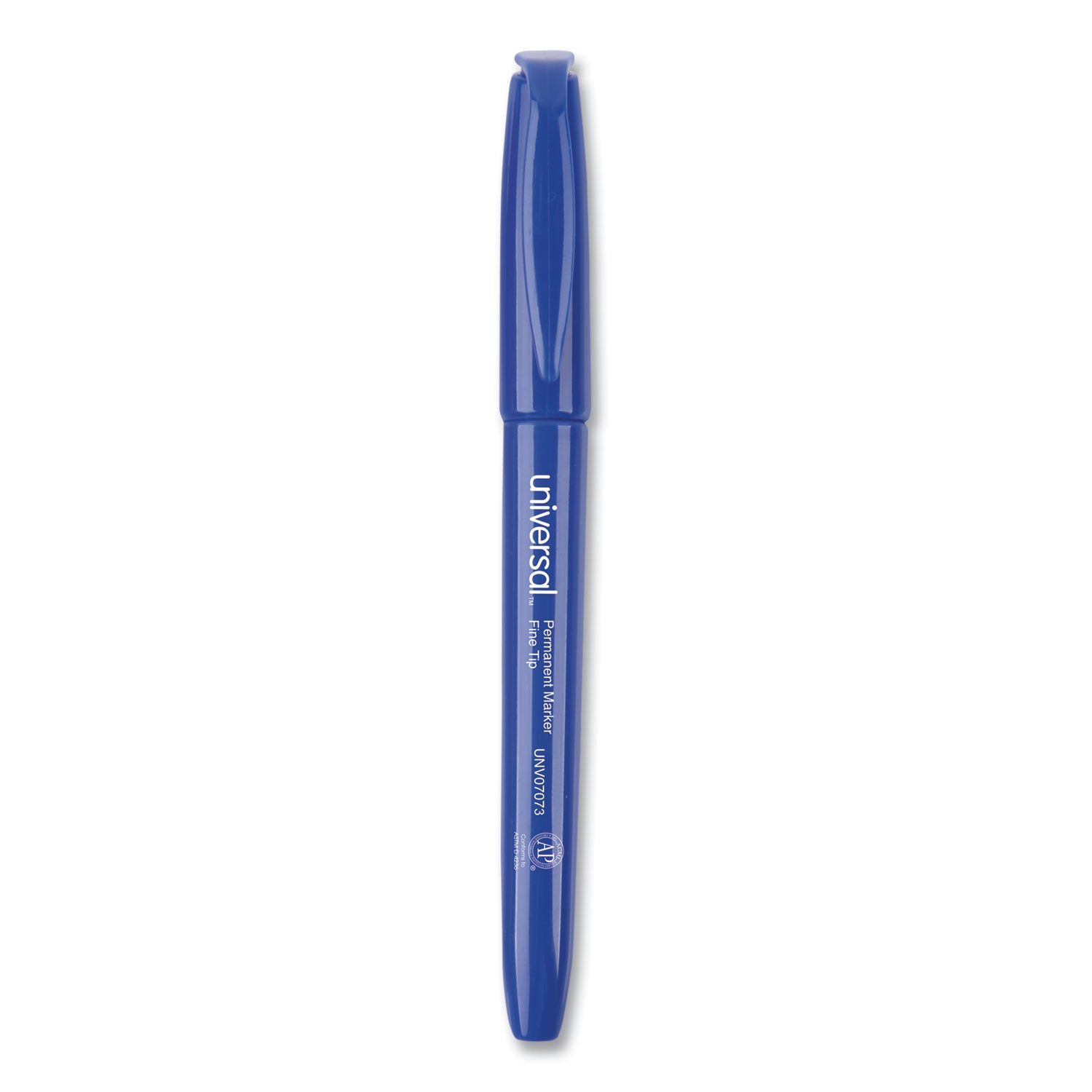 Universal Pen-Style Permanent Marker, Fine Bullet Tip, Blue, Dozen (07073)