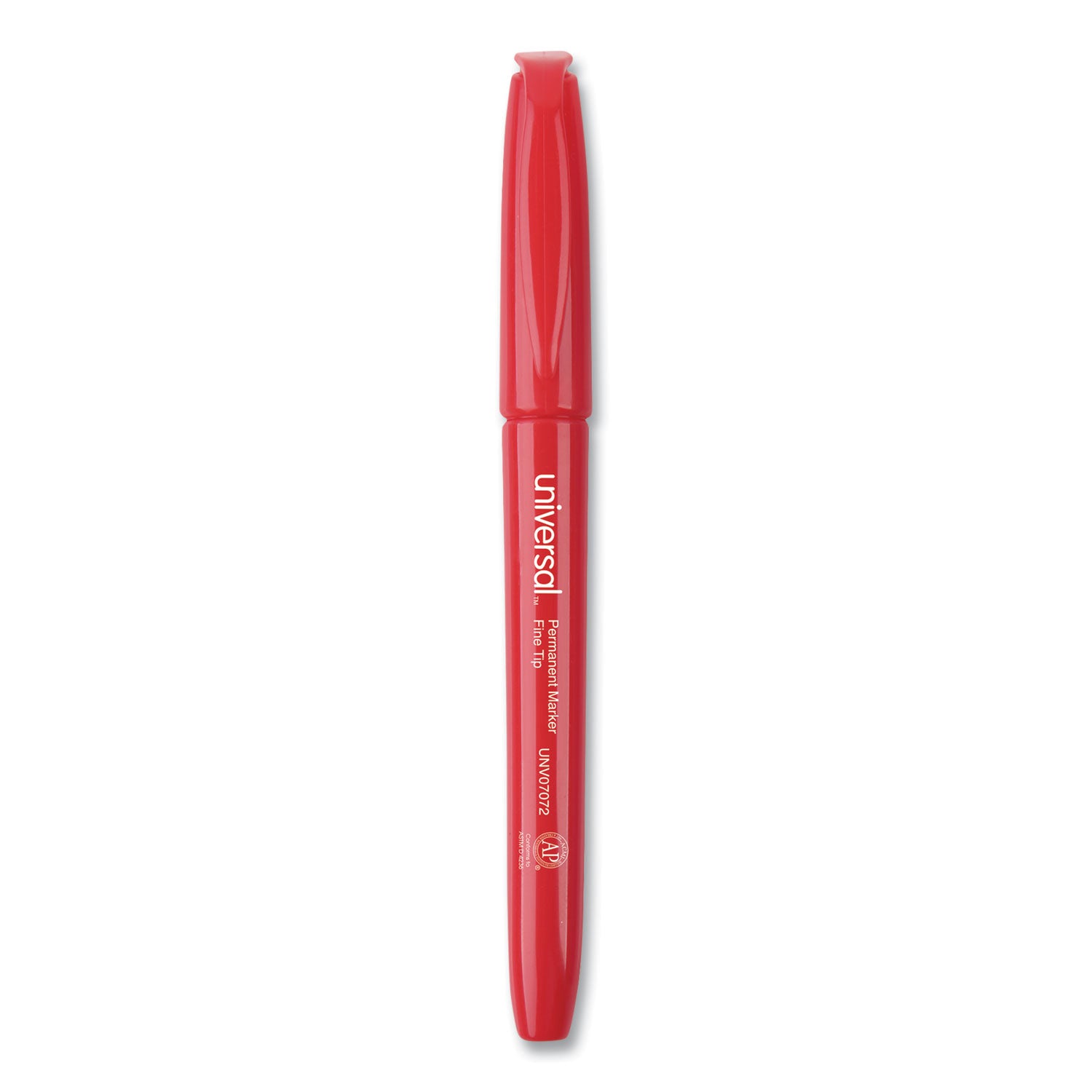 Universal Pen-Style Permanent Marker, Fine Bullet Tip, Red, Dozen (07072)