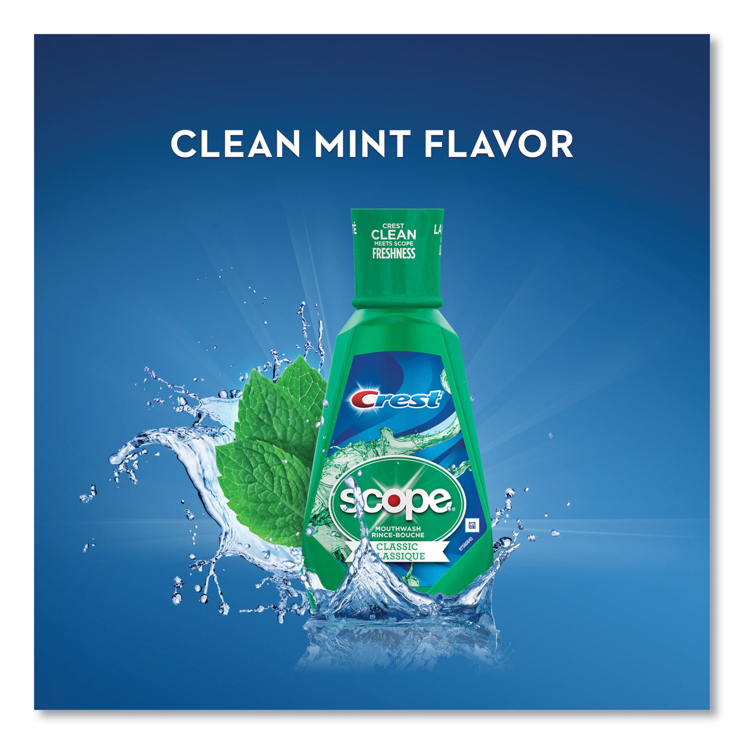 Crest + Scope Mouth Rinse, Classic Mint, 1 L Bottle, 6/Carton (95662)