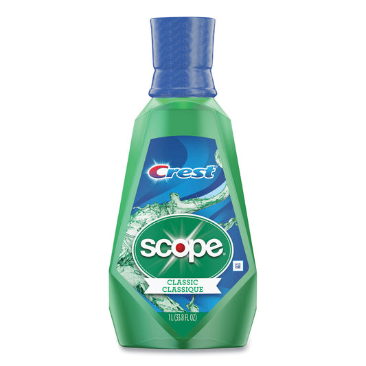 Crest + Scope Mouth Rinse, Classic Mint, 1 L Bottle, 6/Carton (95662)