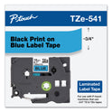 Brother TZe Standard Adhesive Laminated Labeling Tape, 0.7" x 26.2 ft, Black on Blue (TZE541)