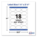 Avery Oval Labels with Sure Feed and Easy Peel, 1.5 x 2.5, Glossy White, 180/Pack (22804)