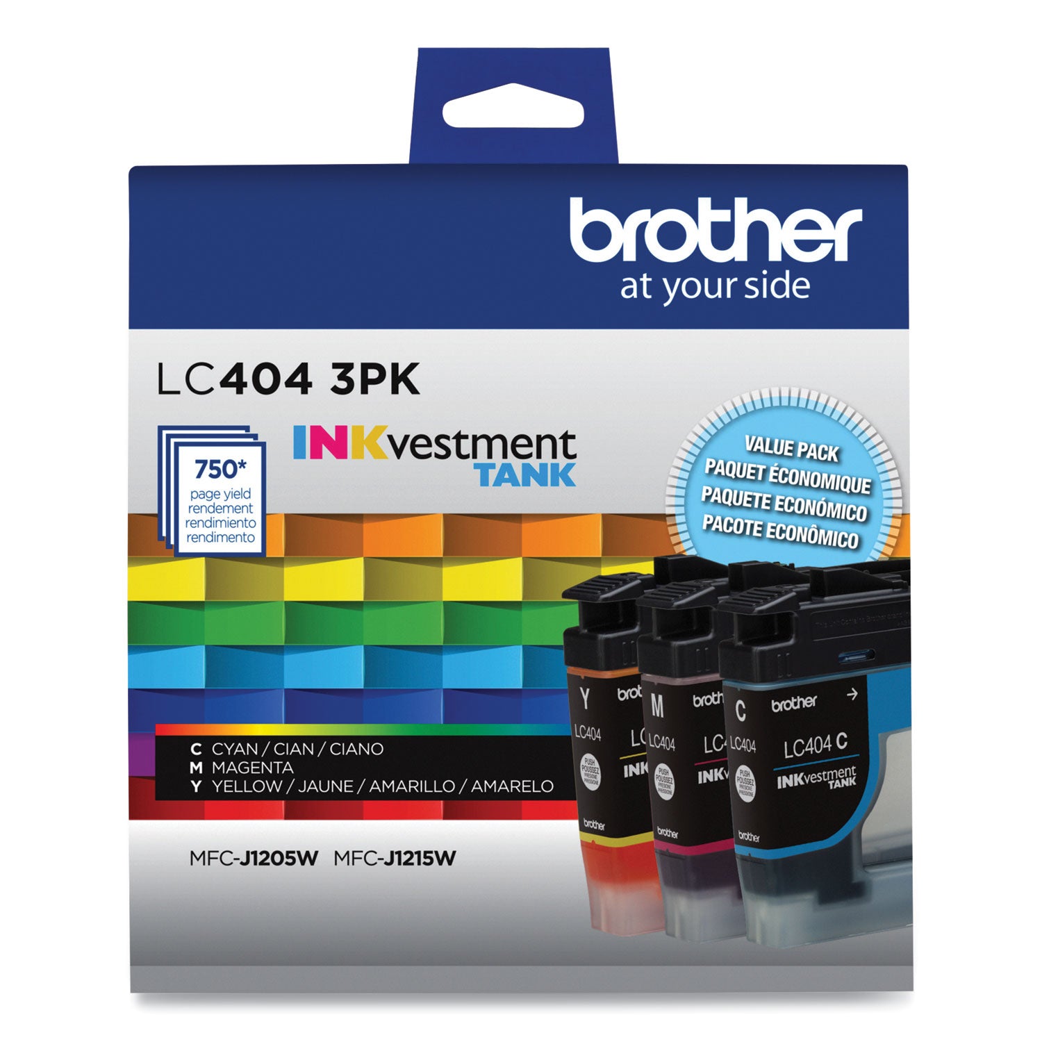 Brother LC4043PK INKvestment Ink, 750 Page-Yield, Cyan/Magenta/Yellow, 3/Pack (LC4043PKS)