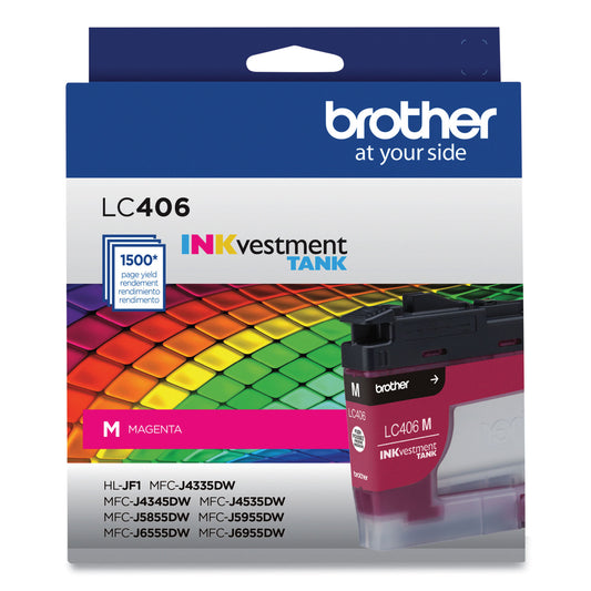 Brother LC406MS INKvestment Ink, 1,500 Page-Yield, Magenta