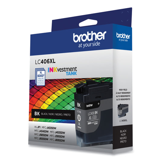 Brother LC406XLBKS INKvestment High-Yield Ink, 6.000 Page-Yield, Black