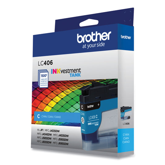 Brother LC406CS INKvestment Ink, 1,500 Page-Yield, Cyan