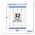 Avery Removable Durable White Rectangle Labels w/ Sure Feed, 1.25 x 1.75, 256/PK (22828)