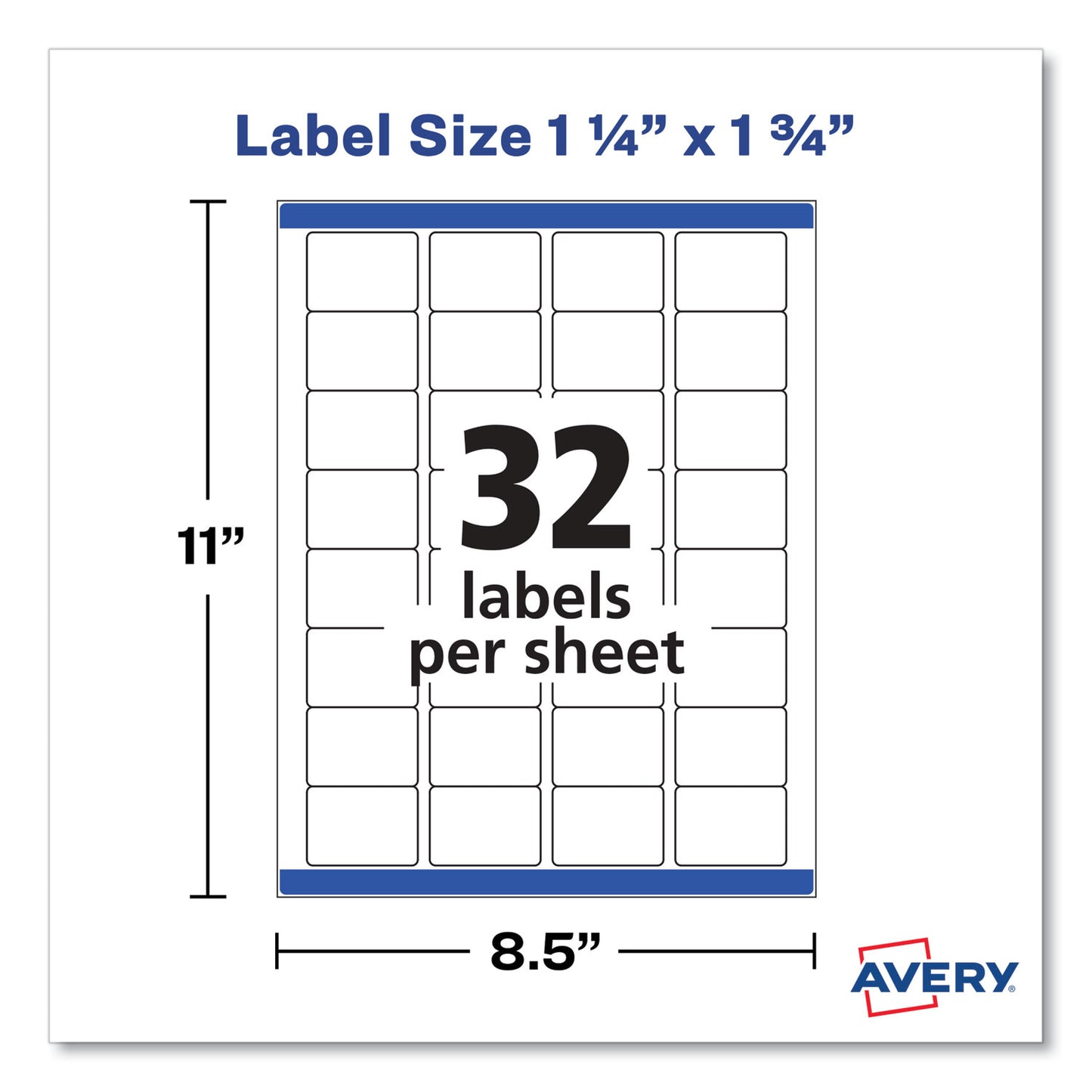 Avery Removable Durable White Rectangle Labels w/ Sure Feed, 1.25 x 1.75, 256/PK (22828)